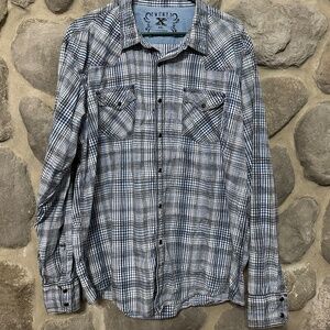 Twenty X Shirt Mens Size XXL Blue Plaid 20X Long Sleeve Western Casual